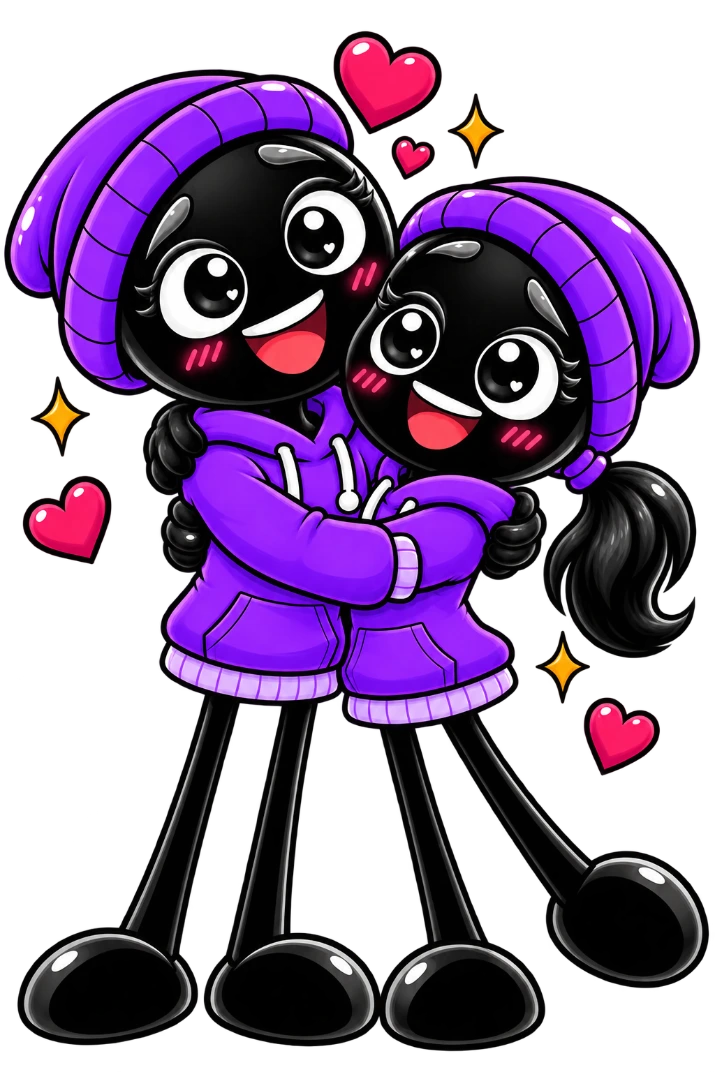 Mquiz mascots hugging