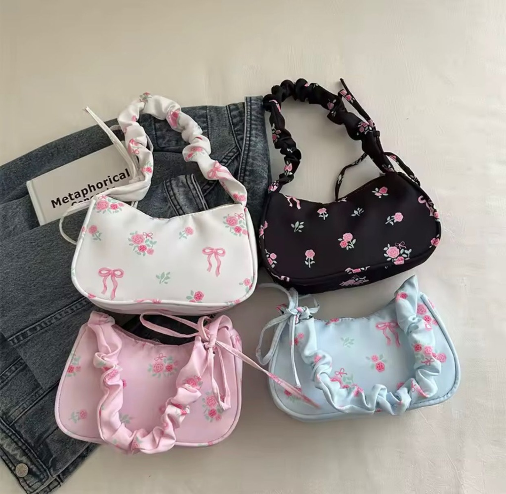 Y2K Floral Ruched Mini  Bag
