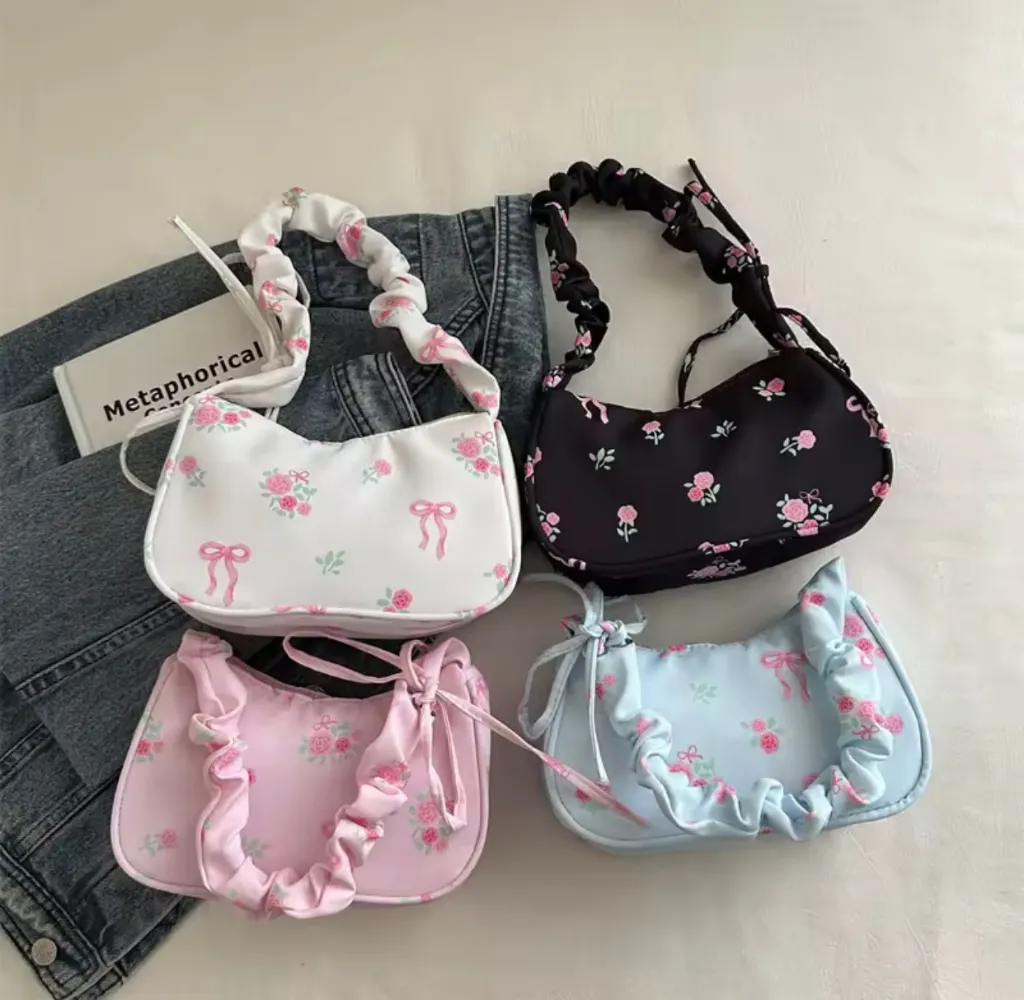 Y2K Floral Ruched Mini  Bag